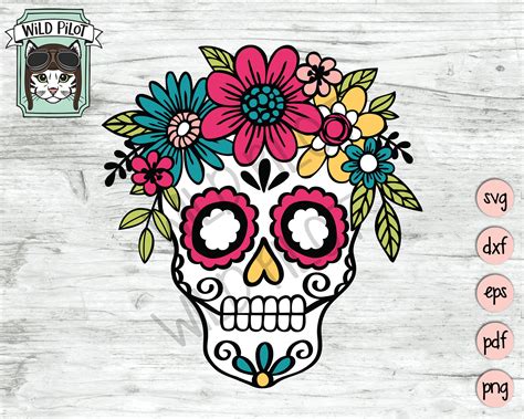 Download 341+ Sugar Skull with Flowers SVG Files